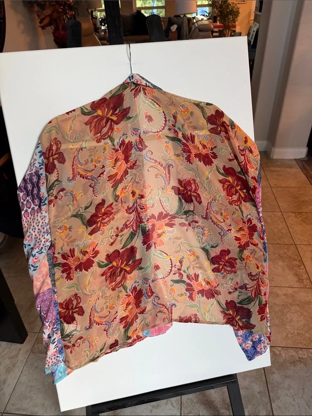 Patchwork Floral Kimono Coverup - Multicolor
